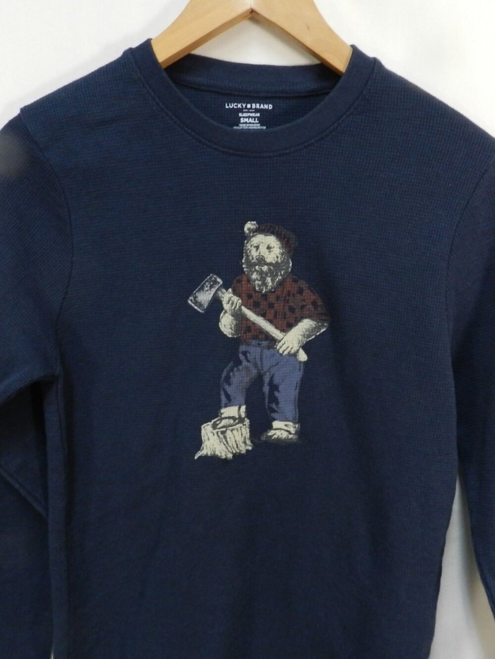 Lucky Brand Lumberjack waffle knit Pajama Sleepshirt Men blue Size Small Sm S